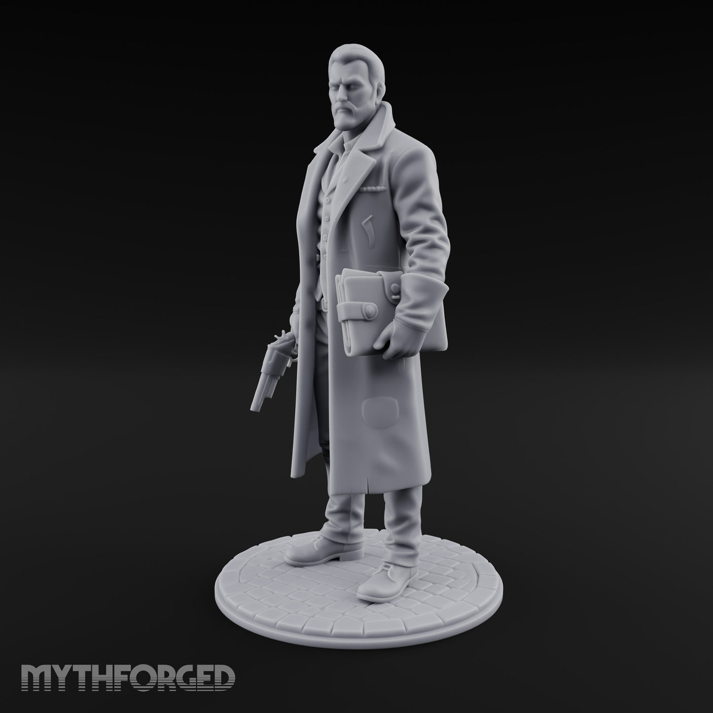 Gun-Toting Dossier-Clutching Human Investigator Miniature for Dungeons and Dragons, Pathfinder or other TTRPGs