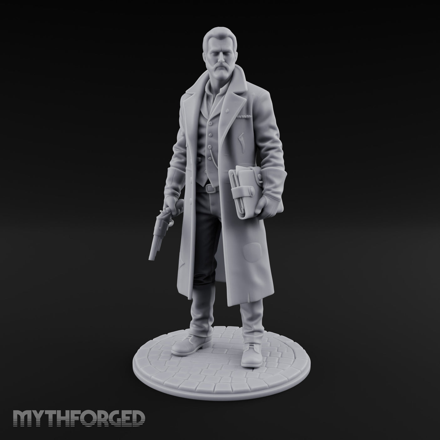 Gun-Toting Dossier-Clutching Human Investigator Miniature for Dungeons and Dragons, Pathfinder or other TTRPGs
