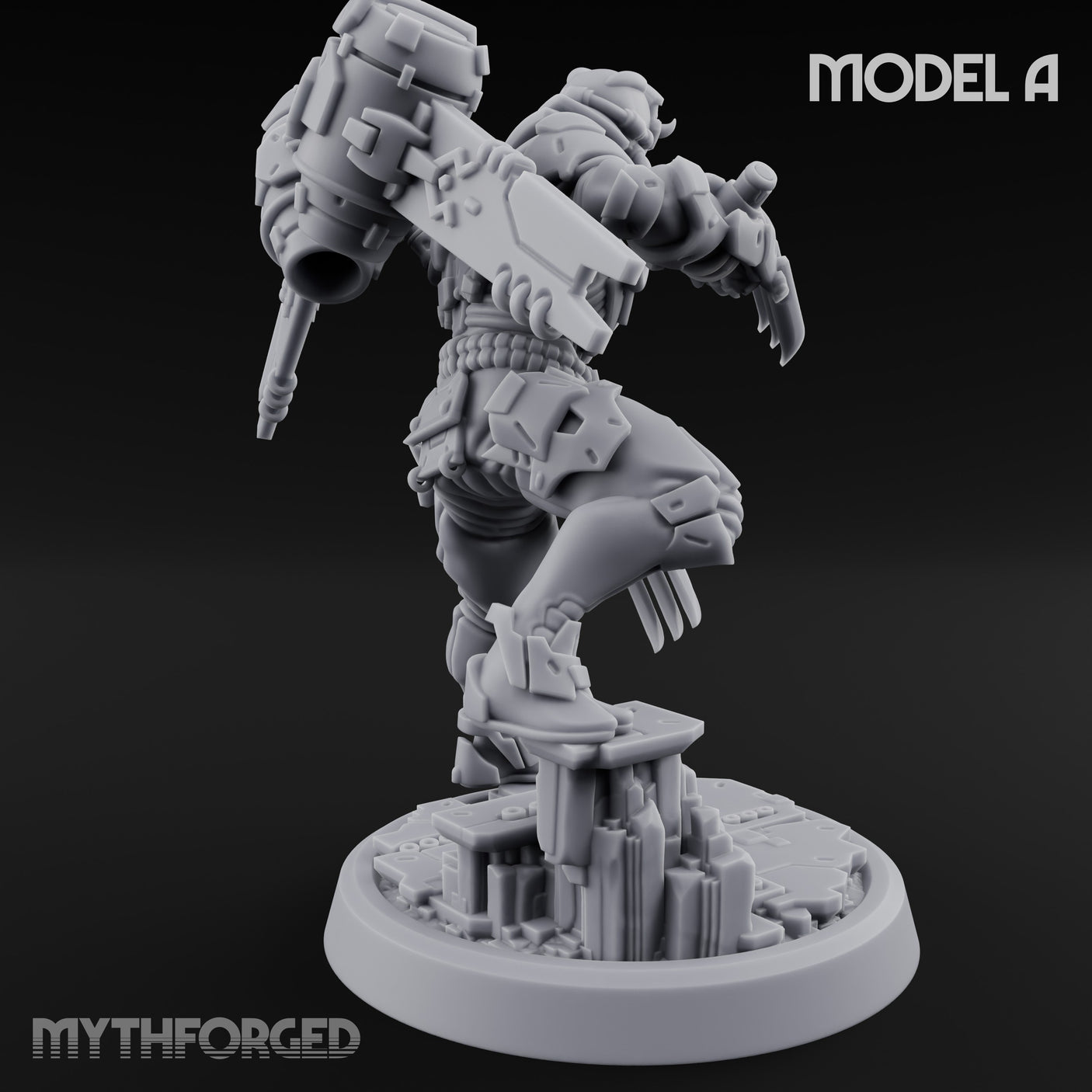 Gun Toting Leaping Warforged Trooper A Miniature for Dungeons and Dragons, Pathfinder or other TTRPGs