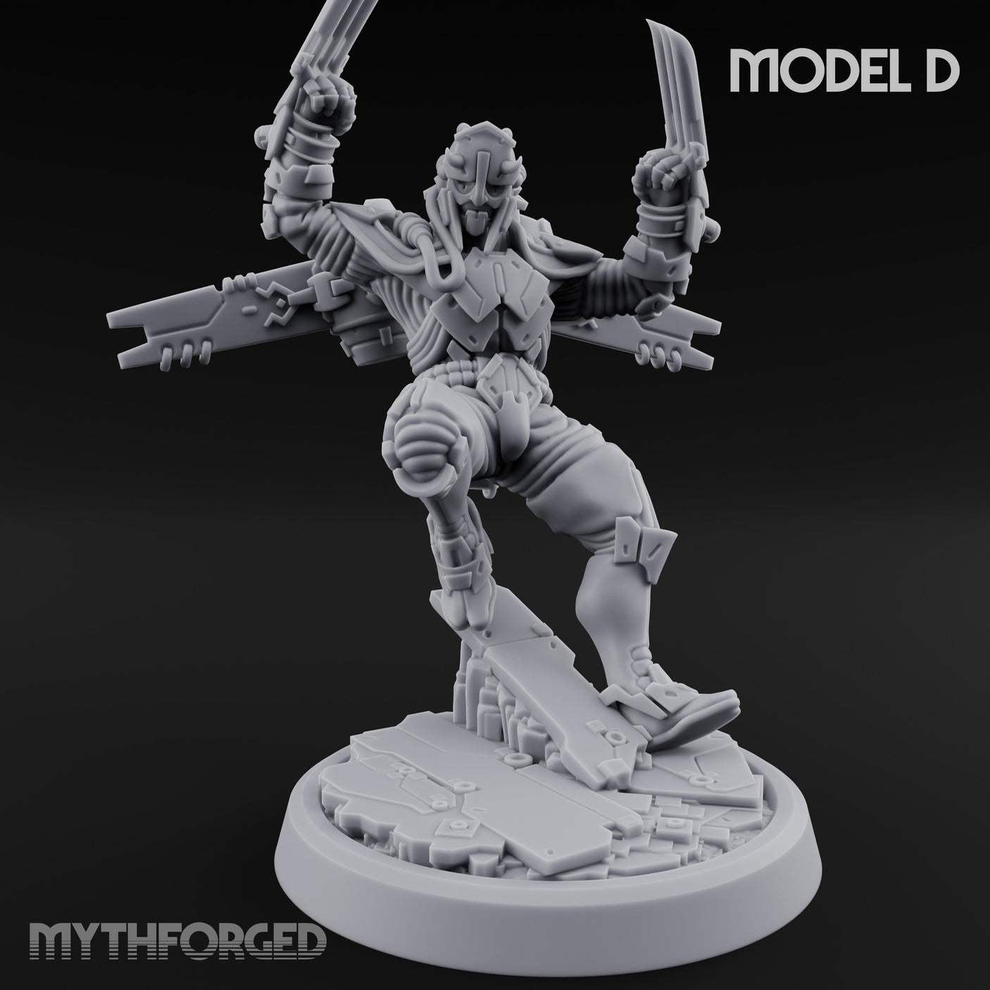 Gun Toting Leaping Warforged Trooper D Miniature for Dungeons and Dragons, Pathfinder or other TTRPGs