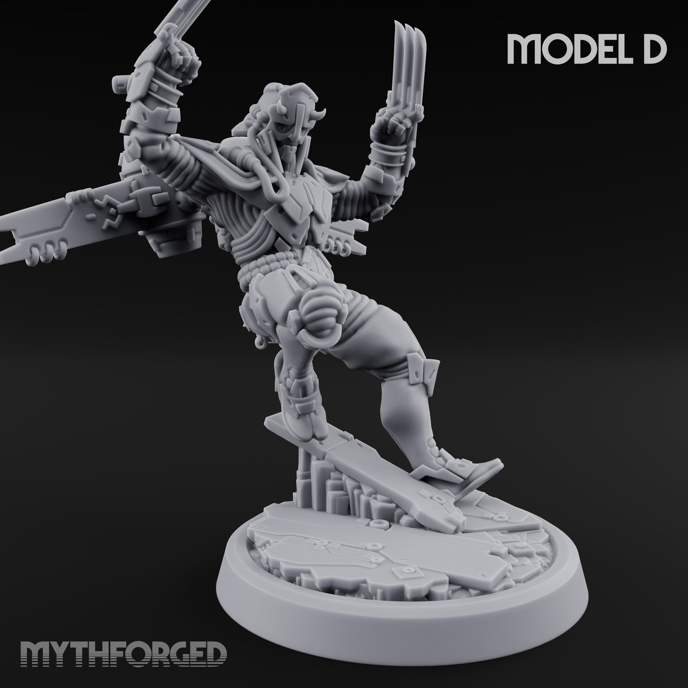 Gun Toting Leaping Warforged Trooper D Miniature for Dungeons and Dragons, Pathfinder or other TTRPGs