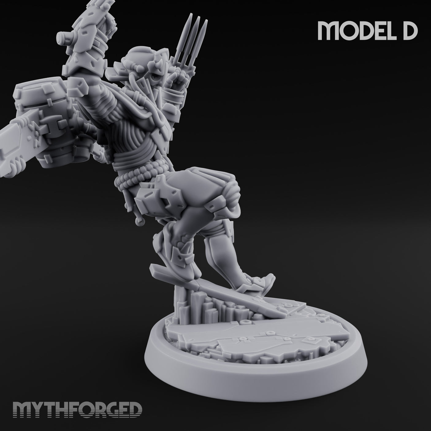 Gun Toting Leaping Warforged Trooper D Miniature for Dungeons and Dragons, Pathfinder or other TTRPGs
