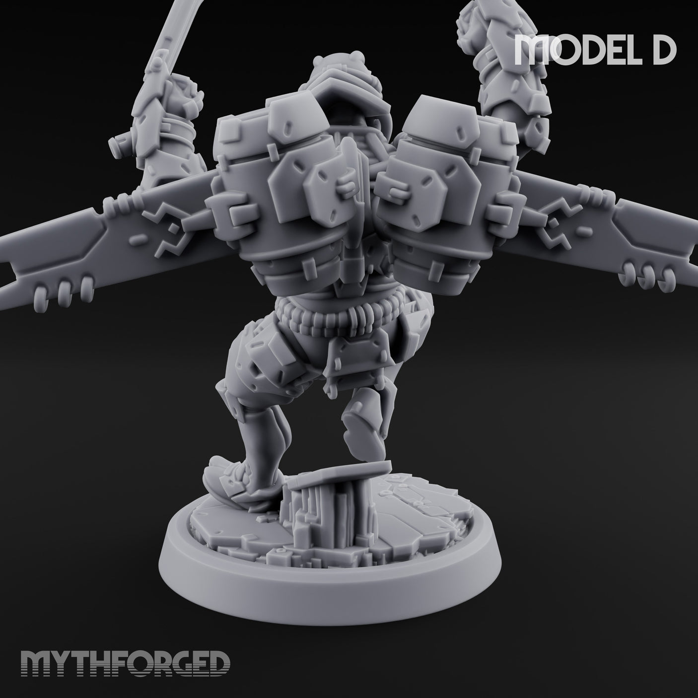 Gun Toting Leaping Warforged Trooper D Miniature for Dungeons and Dragons, Pathfinder or other TTRPGs