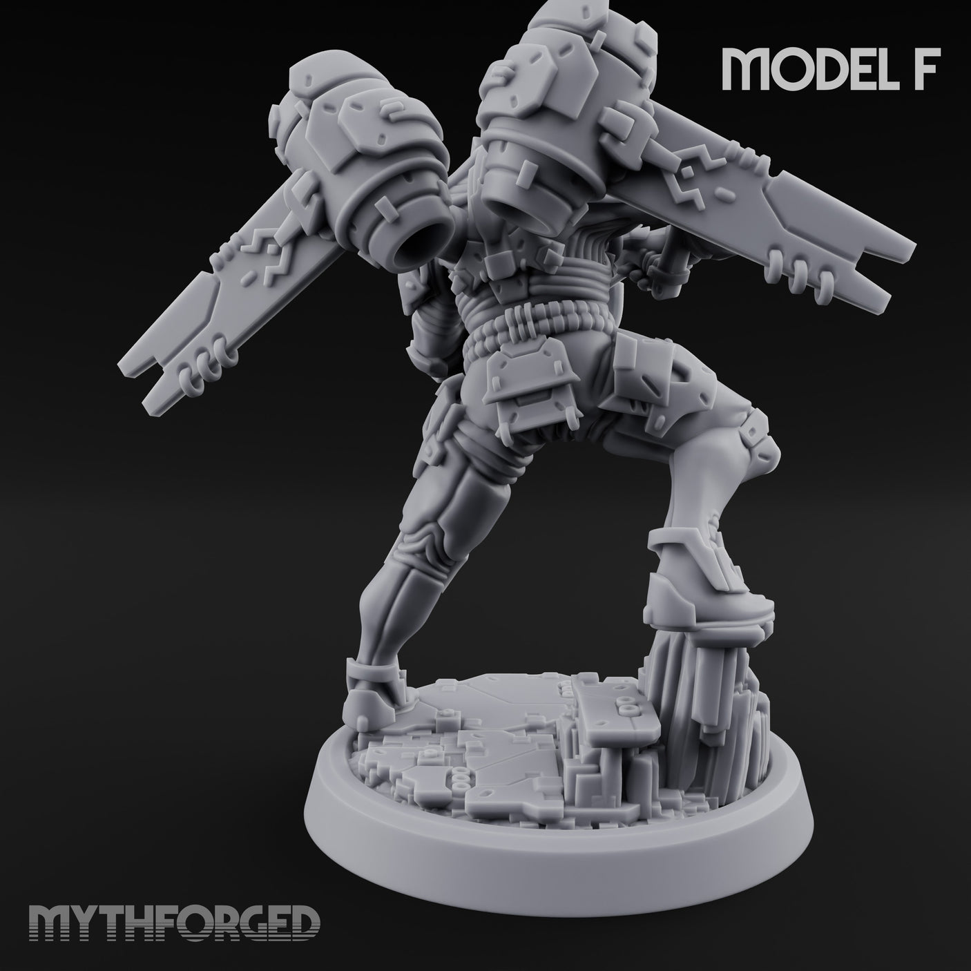 Gun Toting Leaping Warforged Trooper F Miniature for Dungeons and Dragons, Pathfinder or other TTRPGs