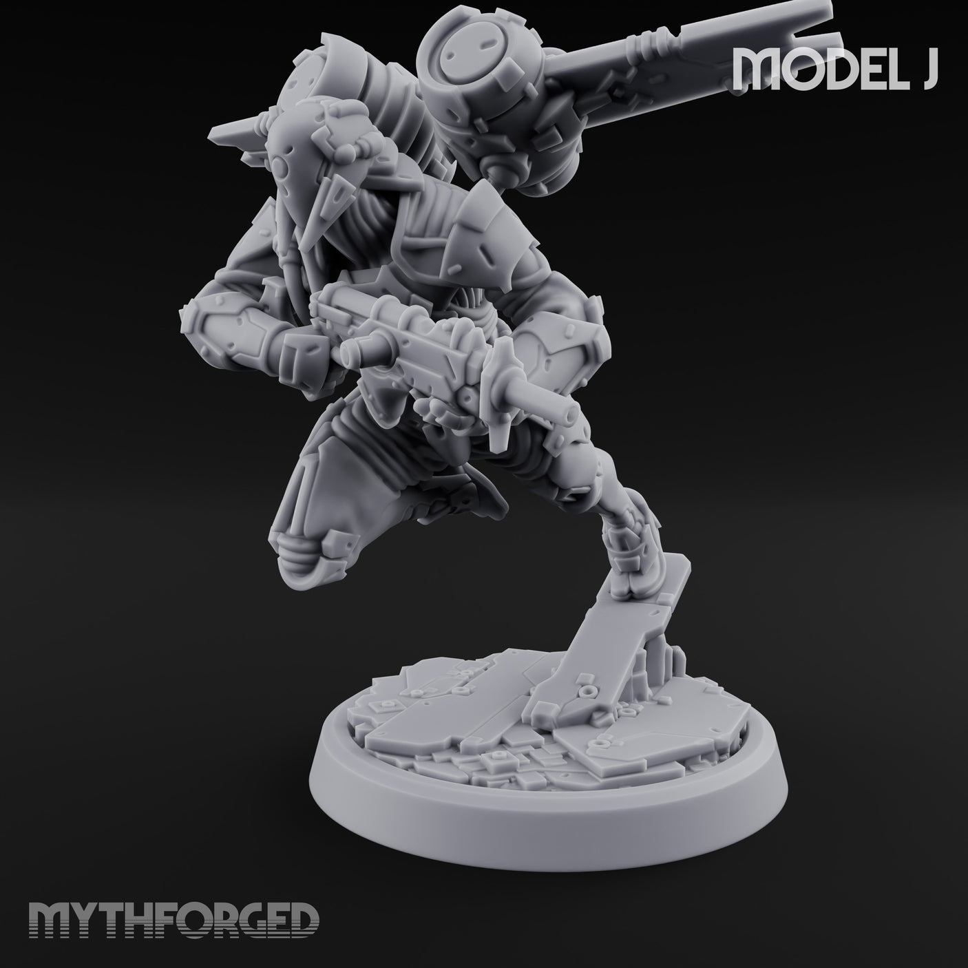 Gun Toting Leaping Warforged Troopers Miniature for Dungeons and Dragons, Pathfinder or other TTRPGs
