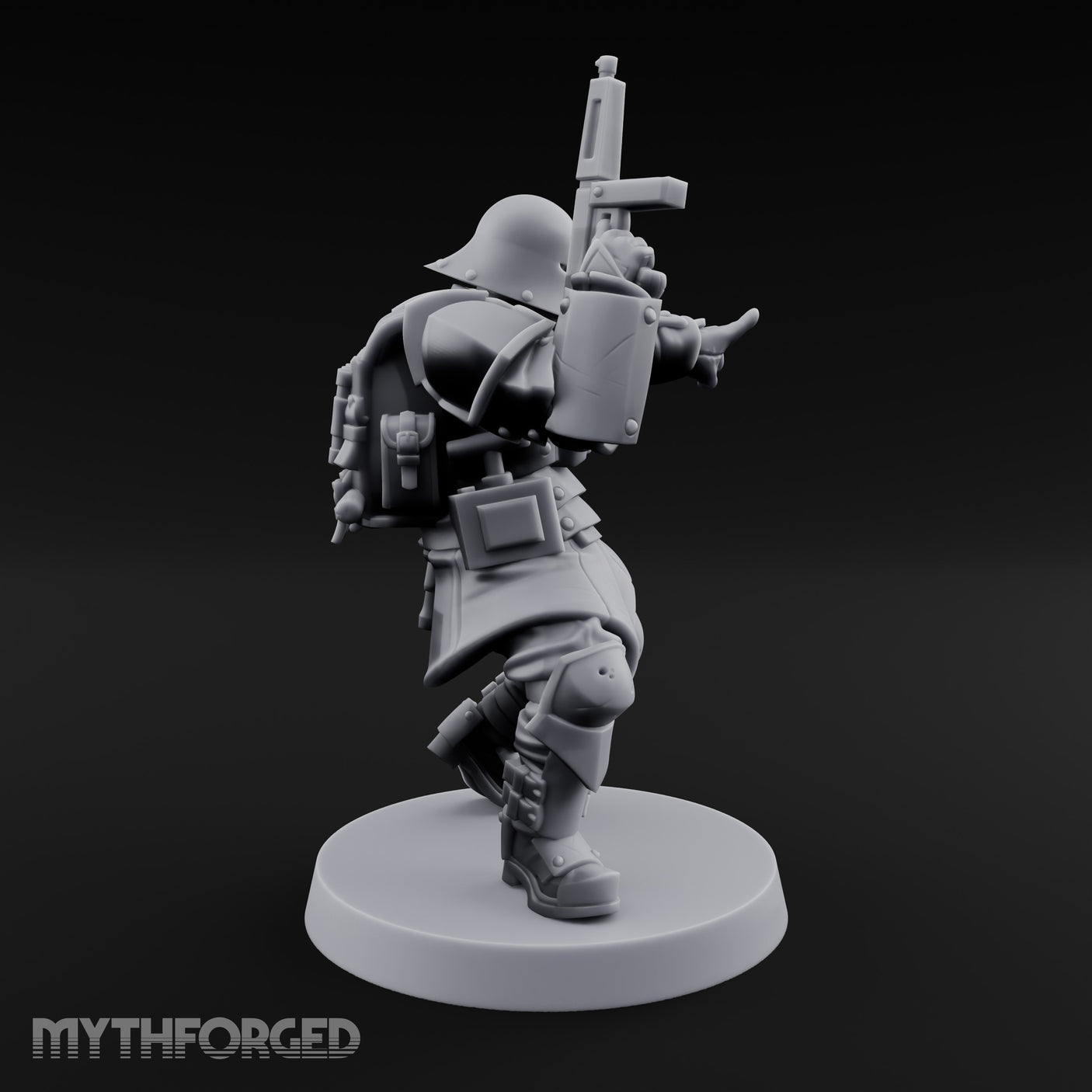 Gun Up Finger Pointing Human Combat Engineer Miniature for Dungeons and Dragons, Pathfinder or other TTRPGs