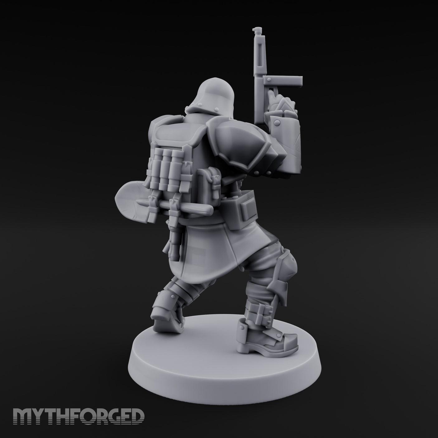 Gun Up Finger Pointing Human Combat Engineer Miniature for Dungeons and Dragons, Pathfinder or other TTRPGs