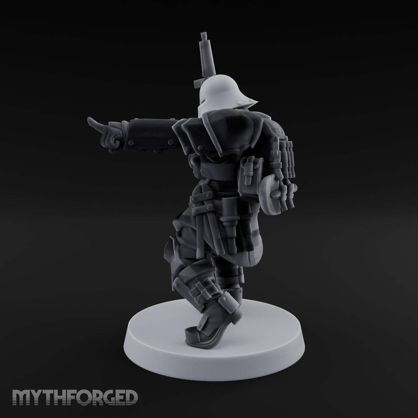 Gun Up Finger Pointing Human Combat Engineer Miniature for Dungeons and Dragons, Pathfinder or other TTRPGs