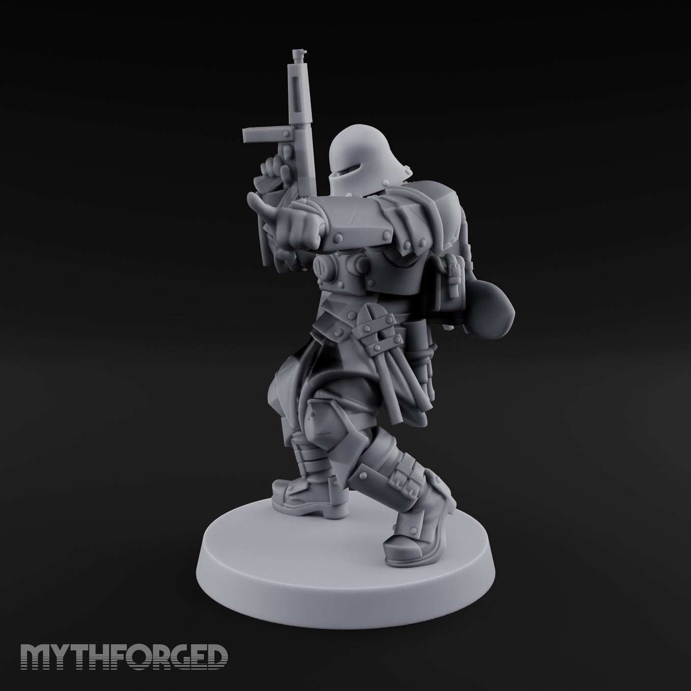 Gun Up Finger Pointing Human Combat Engineer Miniature for Dungeons and Dragons, Pathfinder or other TTRPGs