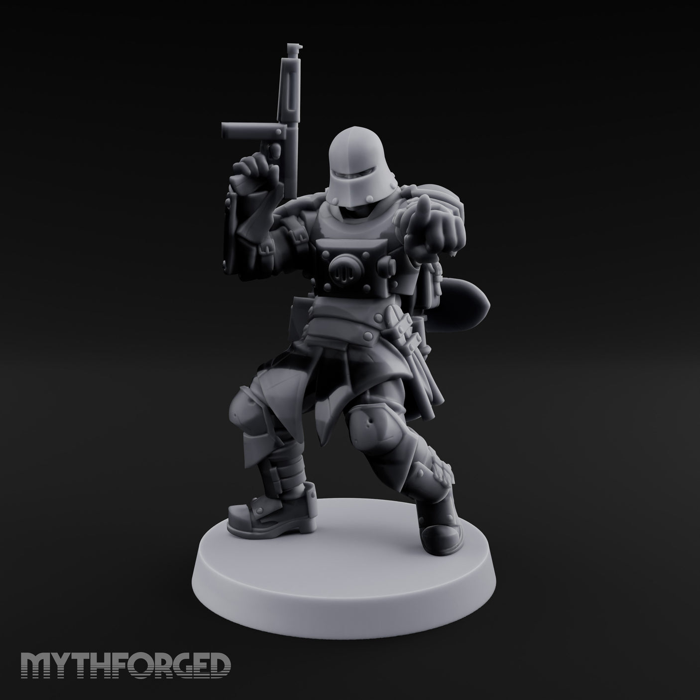 Gun Up Finger Pointing Human Combat Engineer Miniature for Dungeons and Dragons, Pathfinder or other TTRPGs