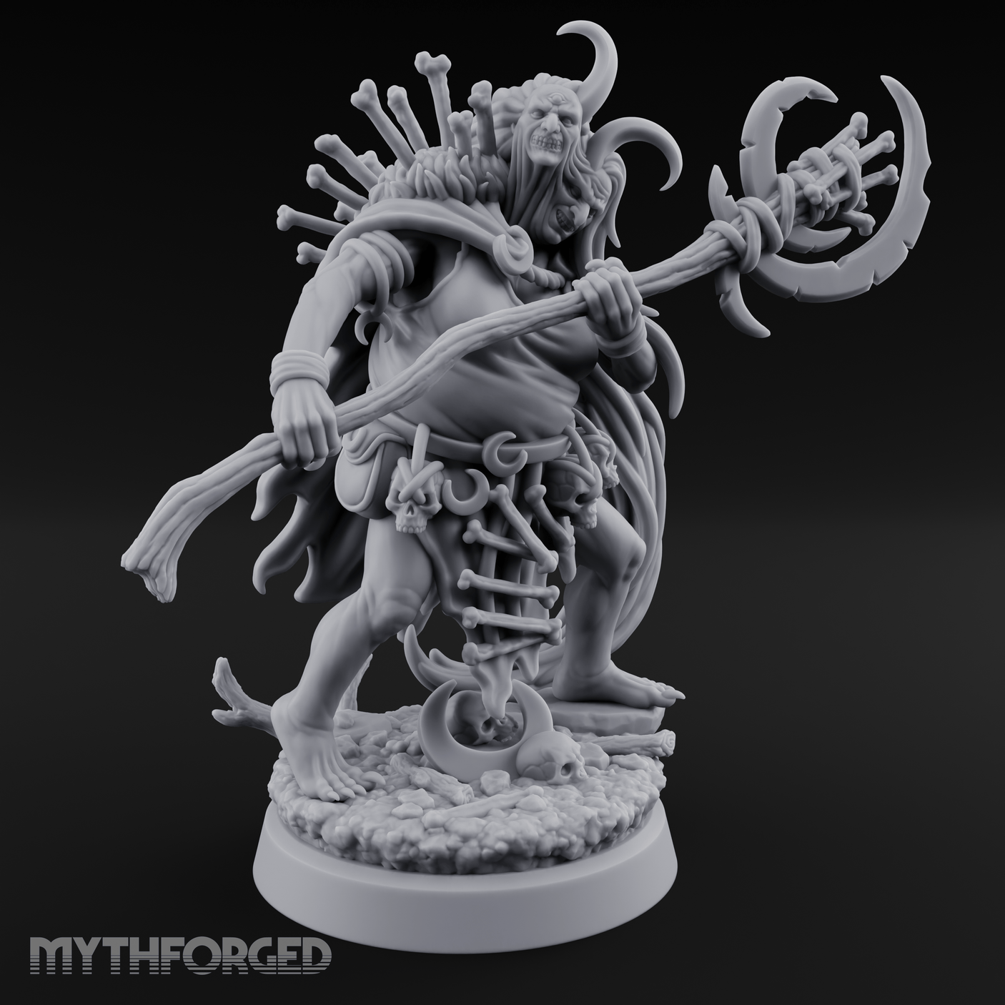 Tentacle Crowned Scepter Wielding Hag Bone Witch Miniature for Dungeons and Dragons, Pathfinder or other TTRPGs