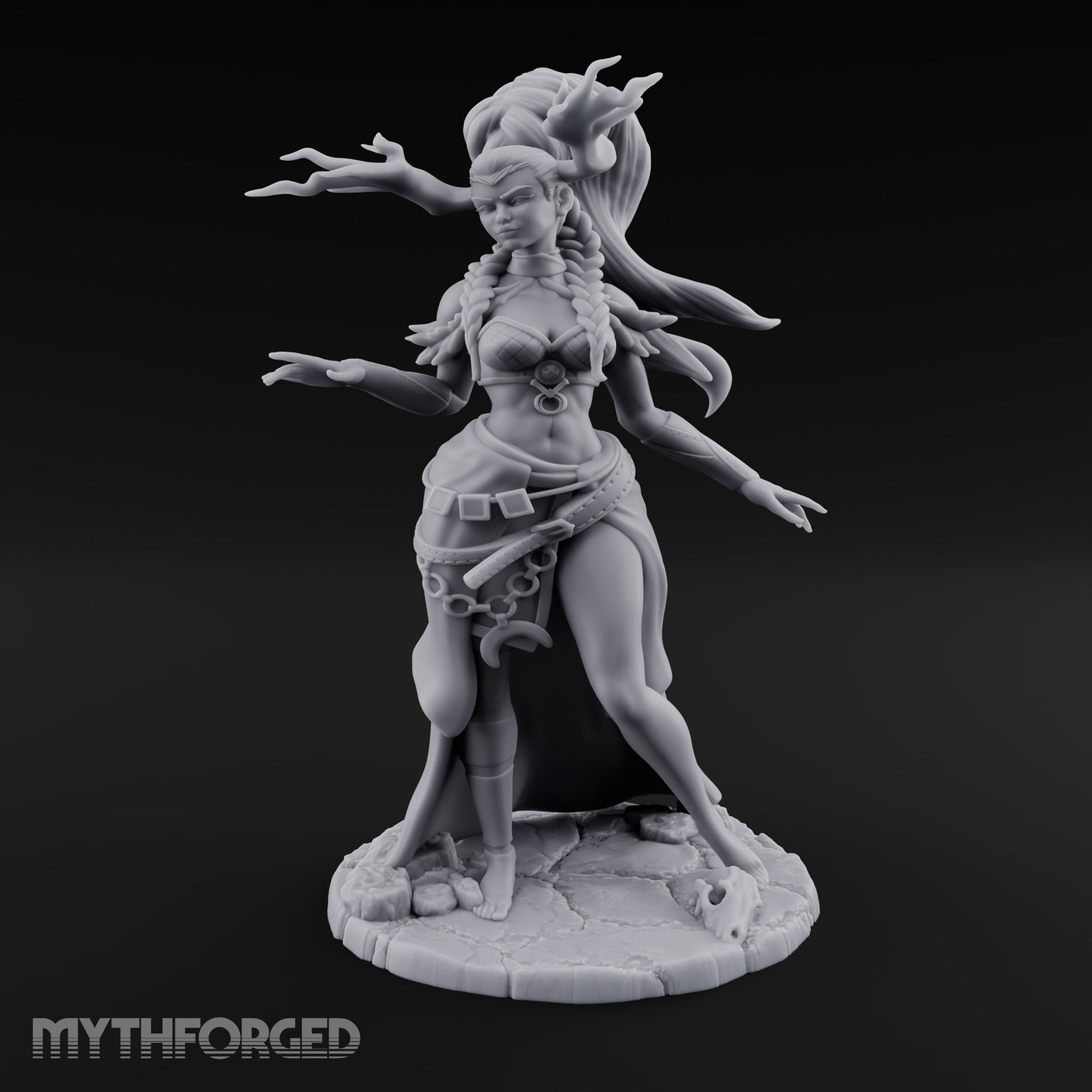 Hair Whipping Human Sorceress Miniature for Dungeons and Dragons, Pathfinder or other TTRPGs