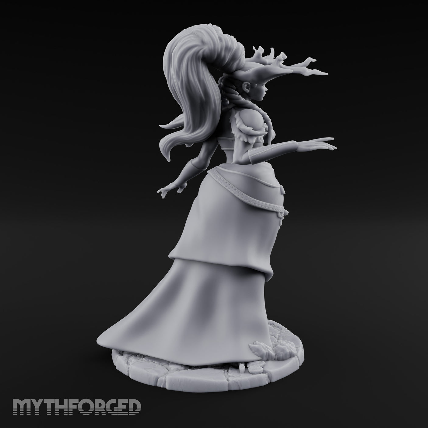 Hair Whipping Human Sorceress Miniature for Dungeons and Dragons, Pathfinder or other TTRPGs