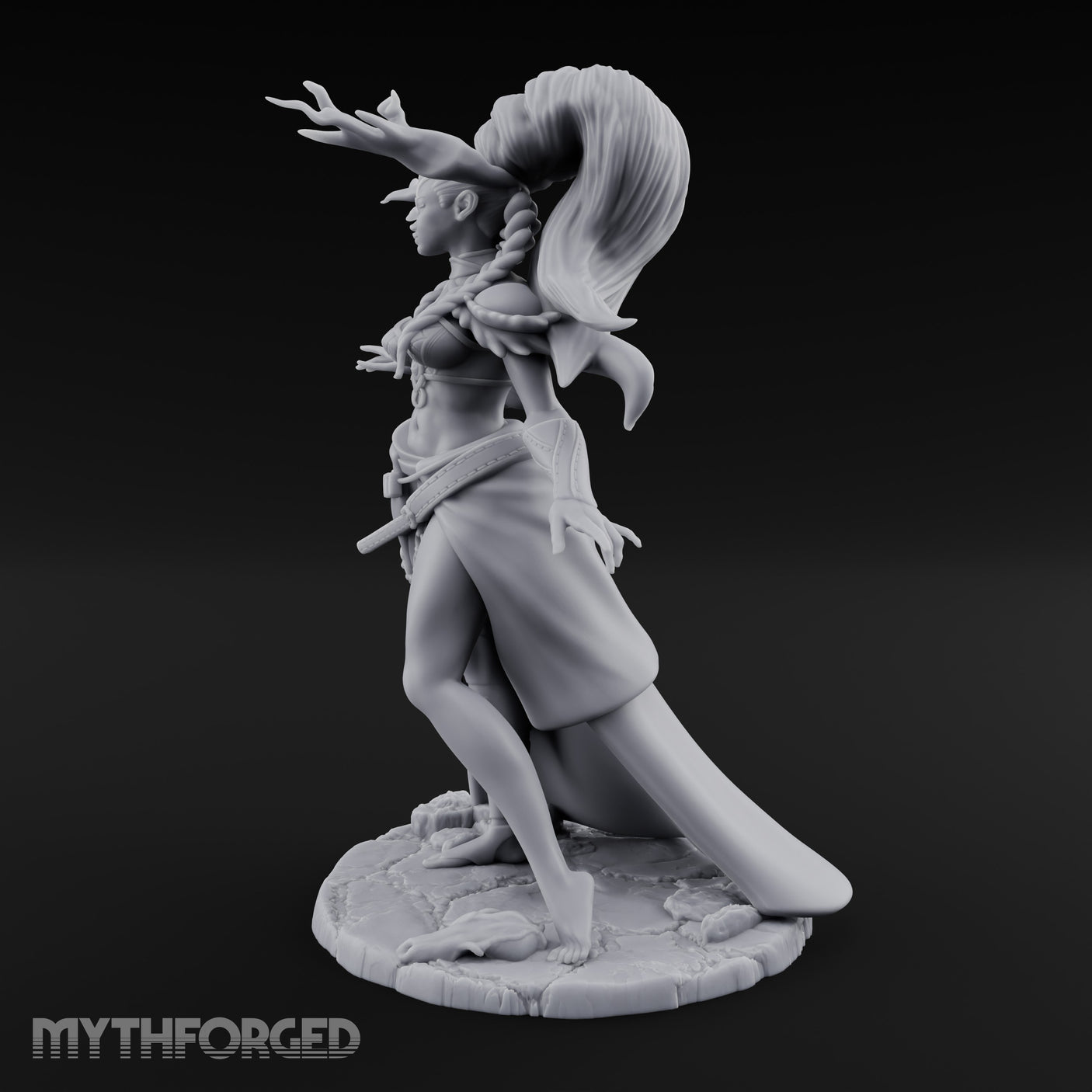 Hair Whipping Human Sorceress Miniature for Dungeons and Dragons, Pathfinder or other TTRPGs
