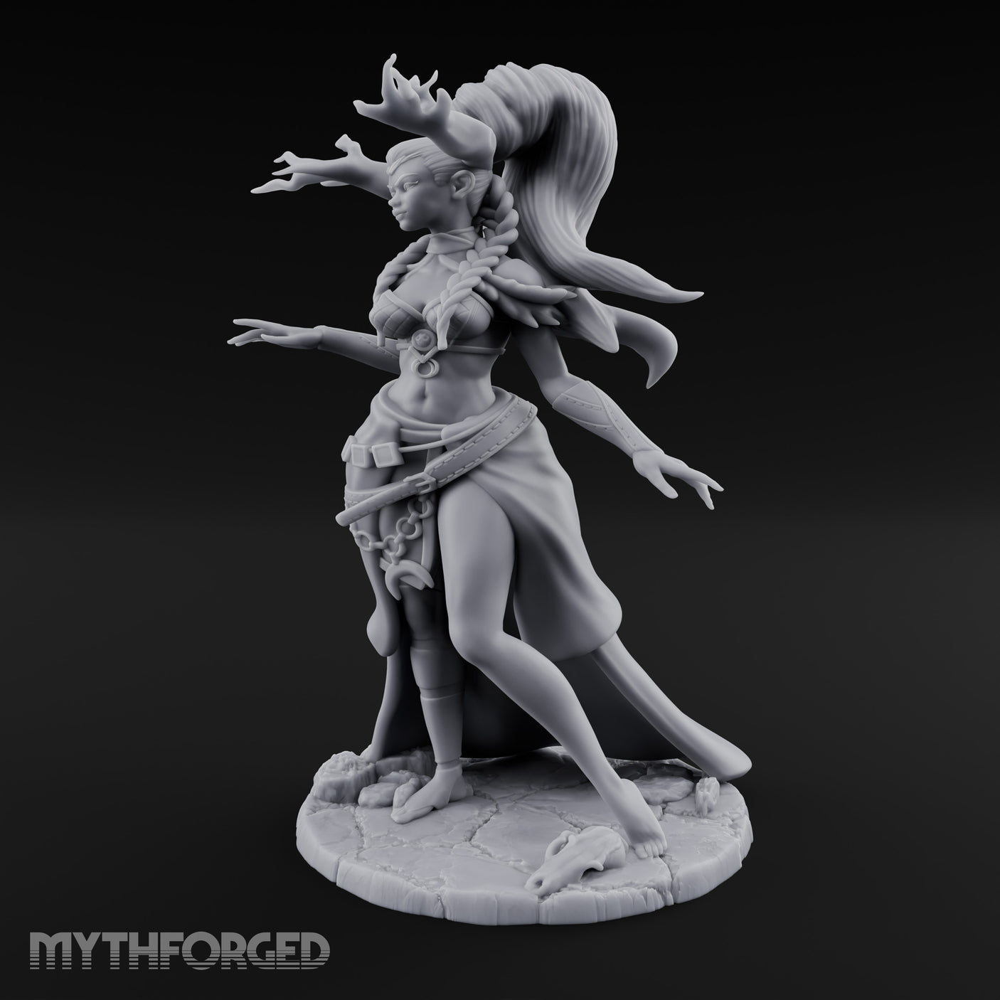 Hair Whipping Human Sorceress Miniature for Dungeons and Dragons, Pathfinder or other TTRPGs