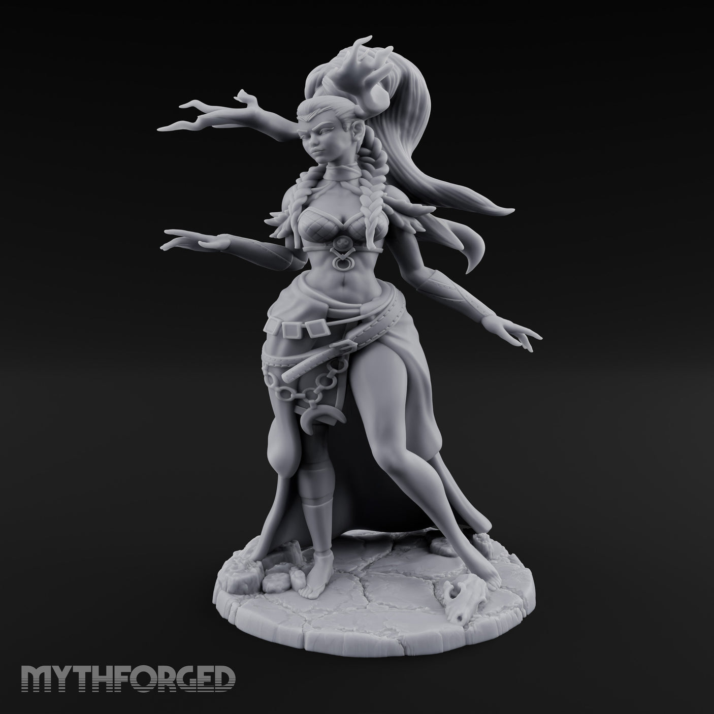 Hair Whipping Human Sorceress Miniature for Dungeons and Dragons, Pathfinder or other TTRPGs