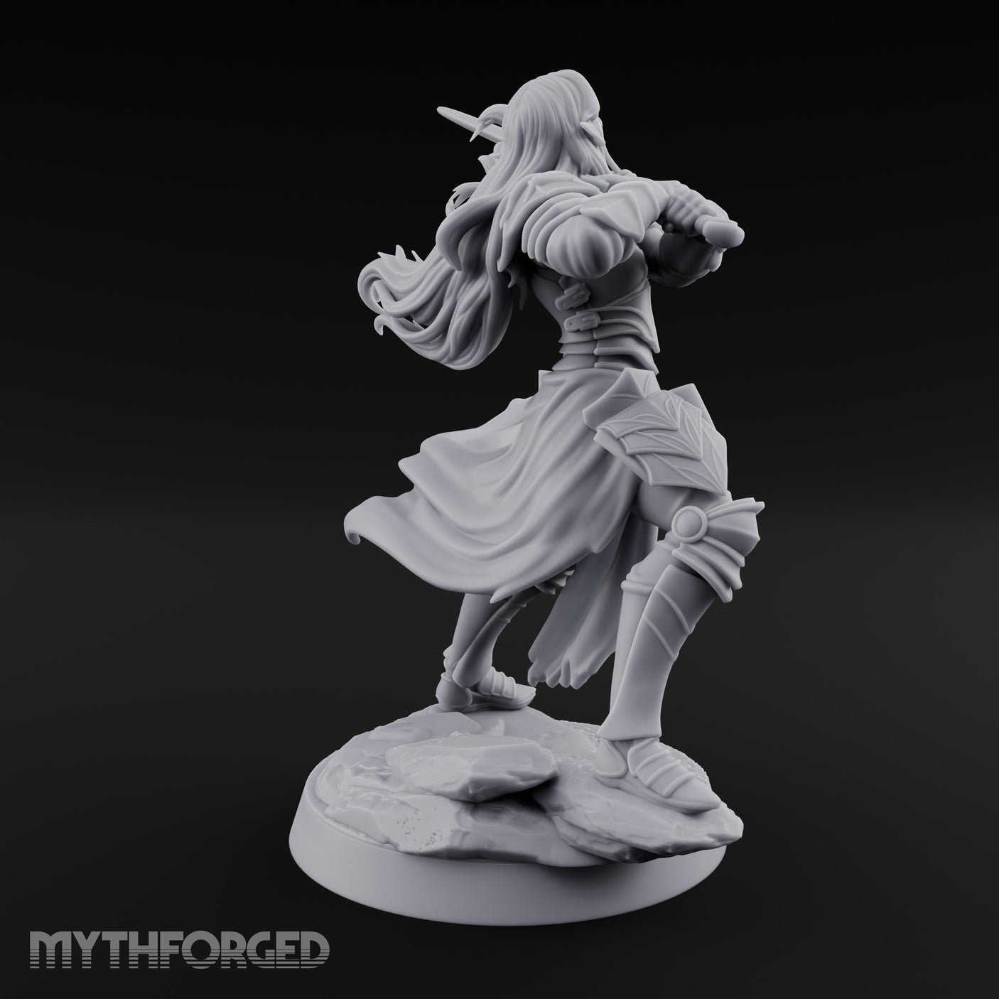 Hair Whipping Sword Raised Elf Swordmaster Miniature for Dungeons and Dragons, Pathfinder or other TTRPGs