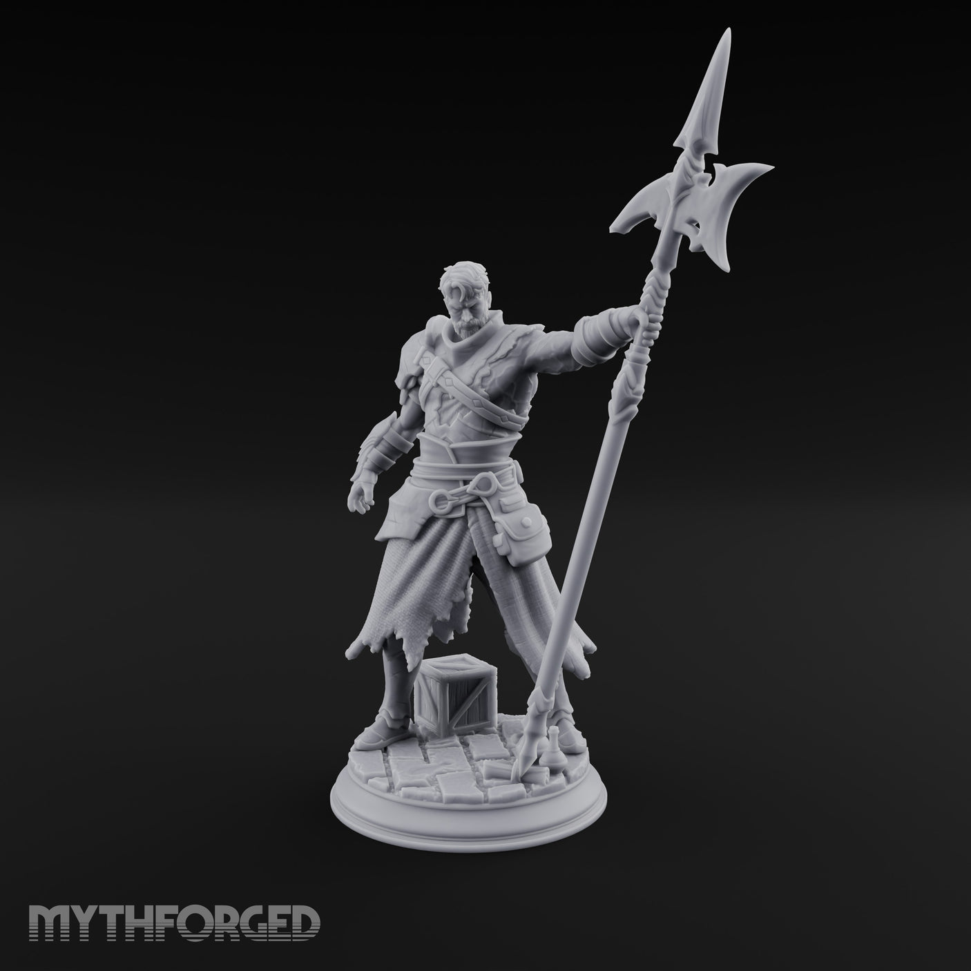 Halberd Leaning Human Warrior Miniature for Dungeons and Dragons, Pathfinder or other TTRPGs
