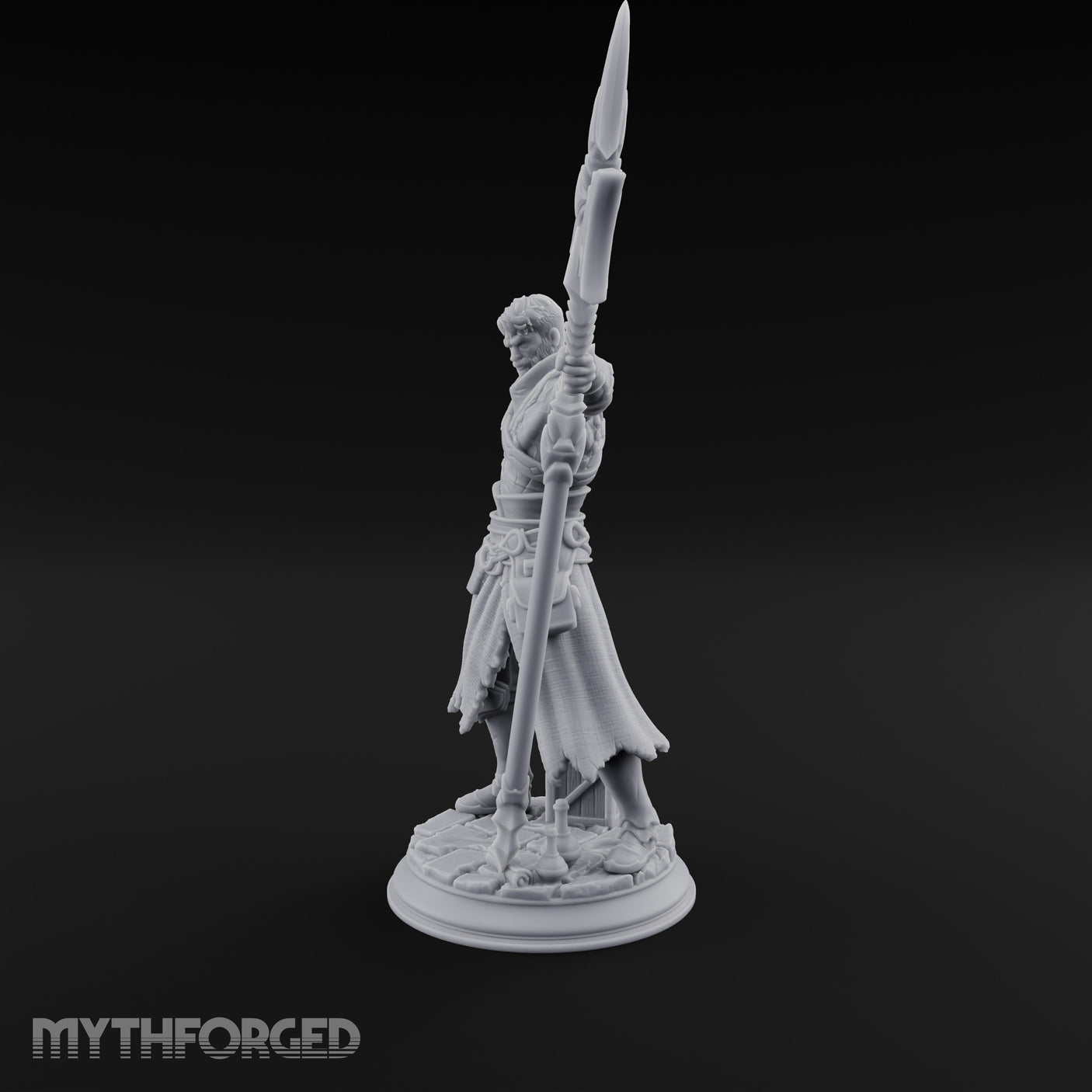 Halberd Leaning Human Warrior Miniature for Dungeons and Dragons, Pathfinder or other TTRPGs