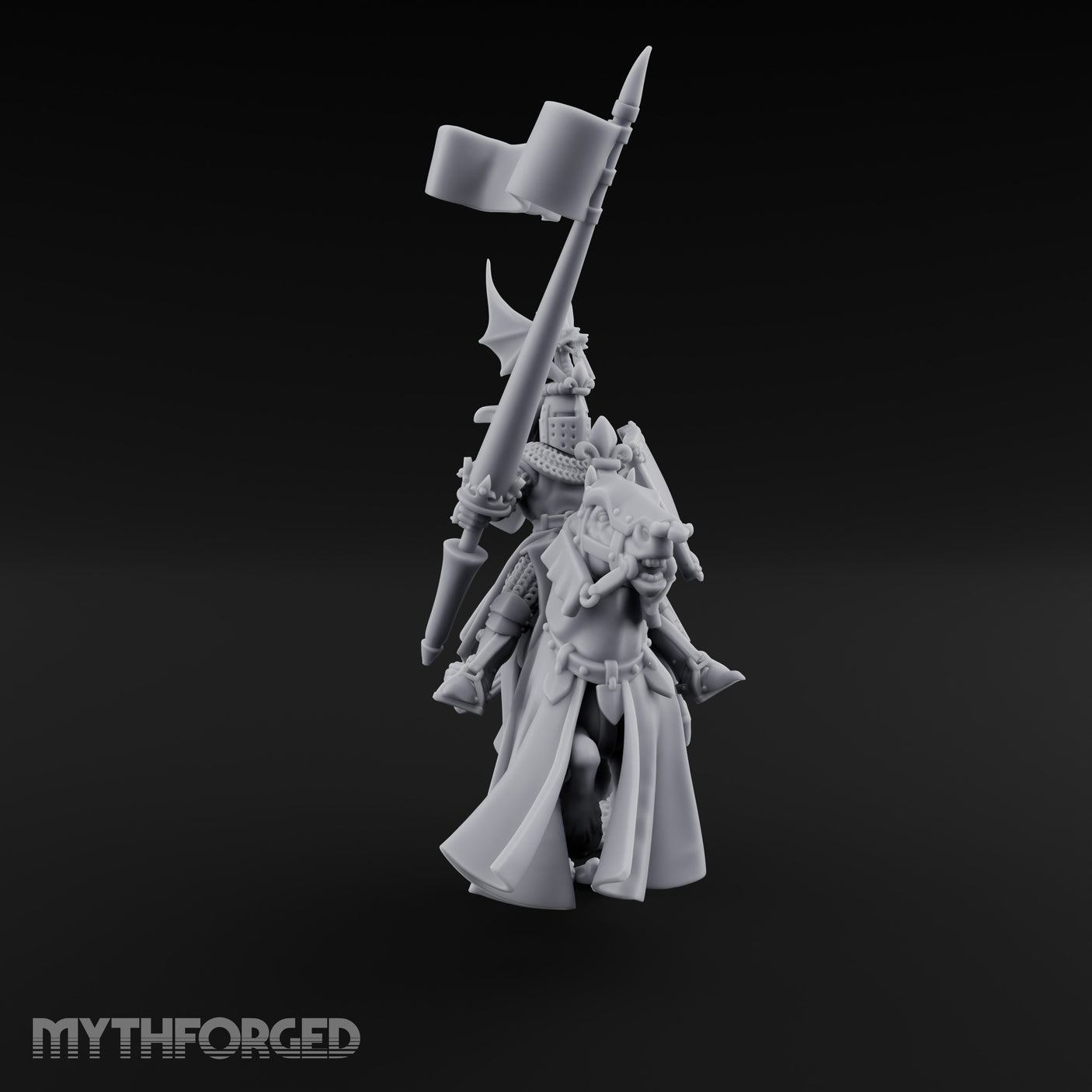 Halberd Raised Dragon Helmed Skeleton Knight Miniature for Dungeons and Dragons, Pathfinder or other TTRPGs