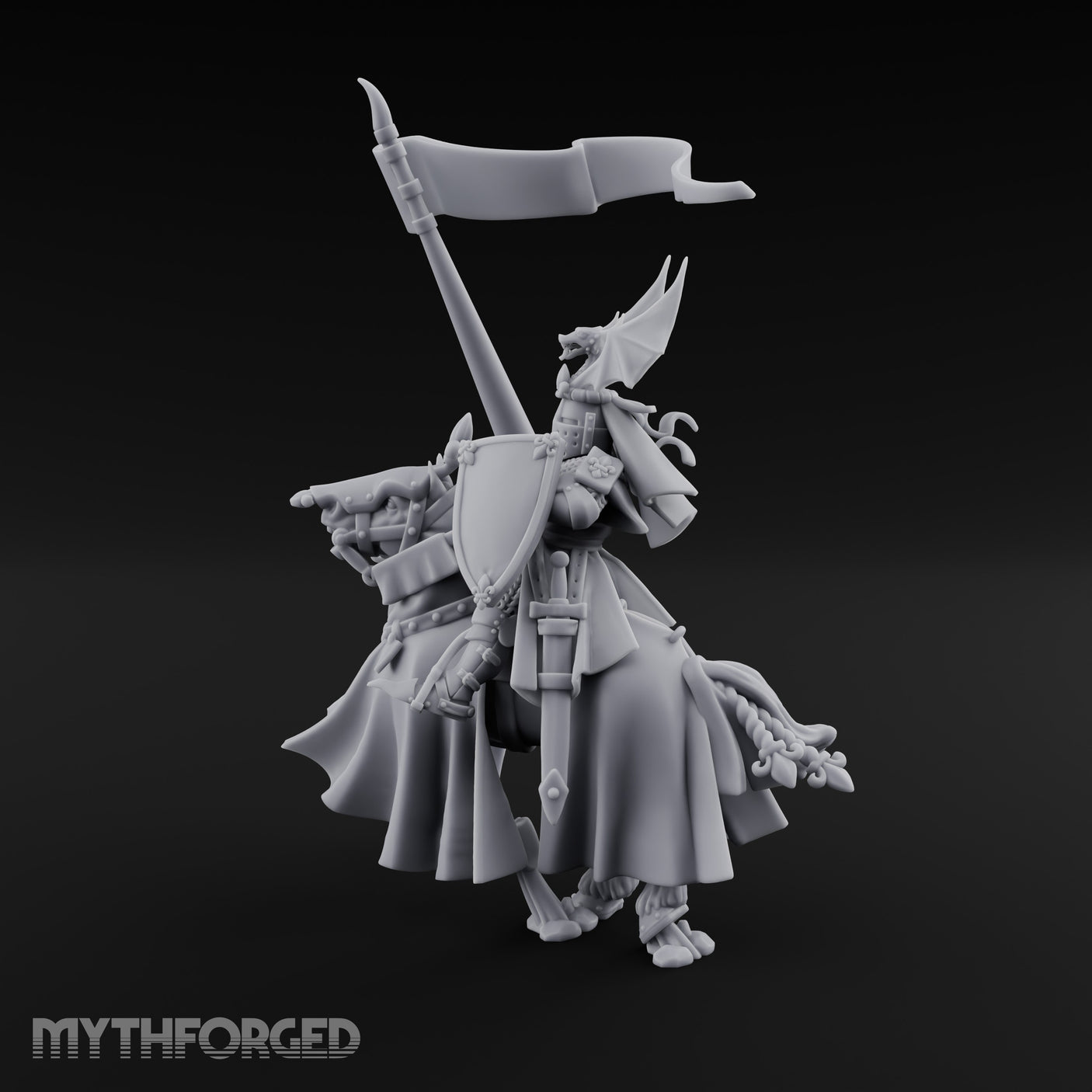 Halberd Raised Dragon Helmed Skeleton Knight Miniature for Dungeons and Dragons, Pathfinder or other TTRPGs