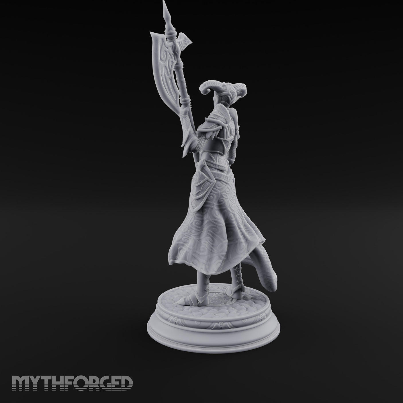 Halberd Twirling Tiefling Warrior Miniature for Dungeons and Dragons, Pathfinder or other TTRPGs