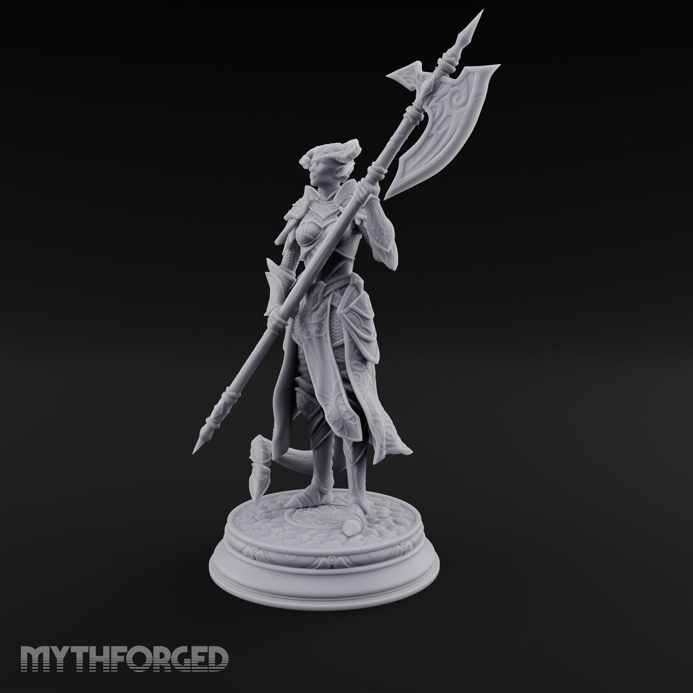 Halberd Twirling Tiefling Warrior Miniature for Dungeons and Dragons, Pathfinder or other TTRPGs