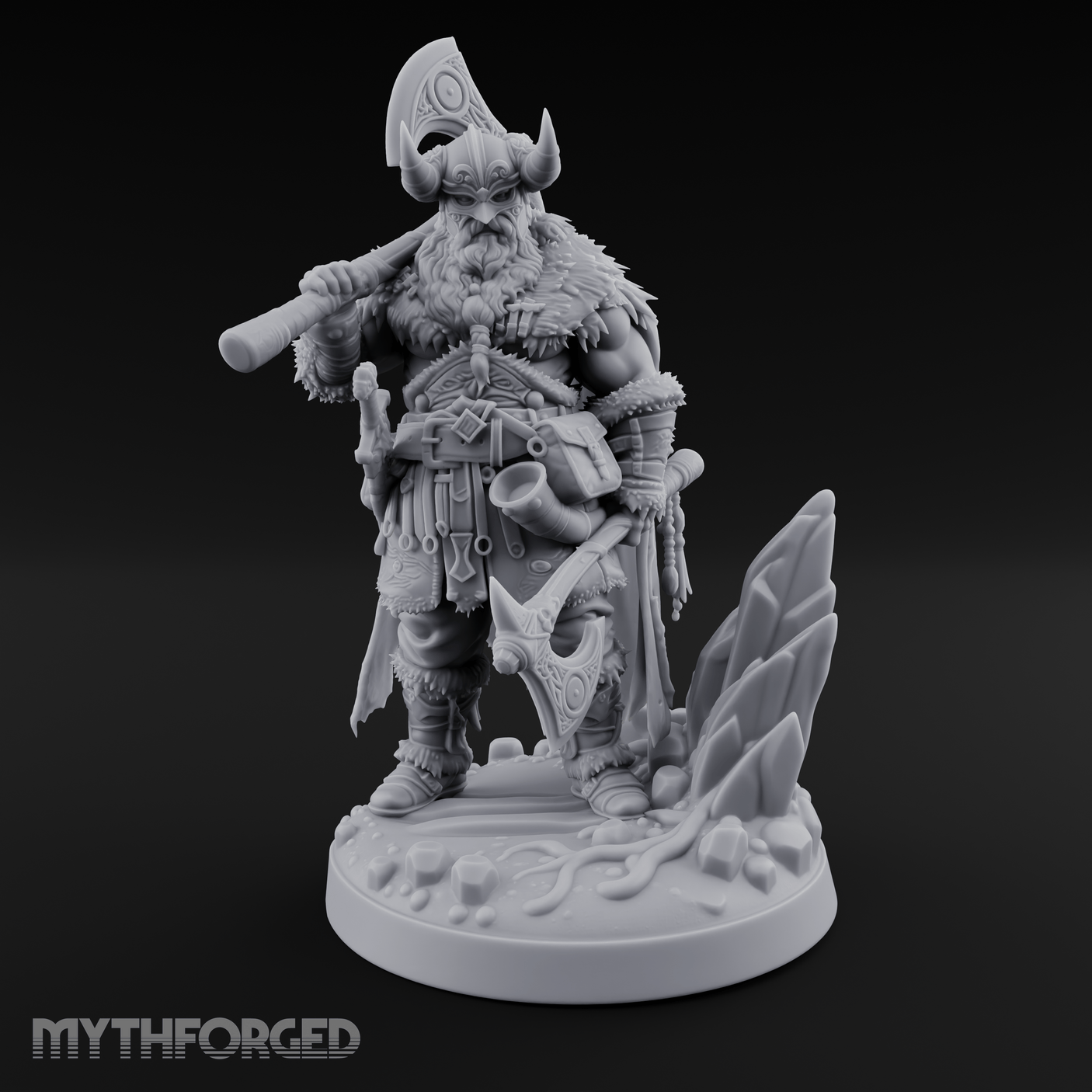 Shoulder To The Grindstone Northern Warlord Miniature for Dungeons and Dragons, Pathfinder or other TTRPGs