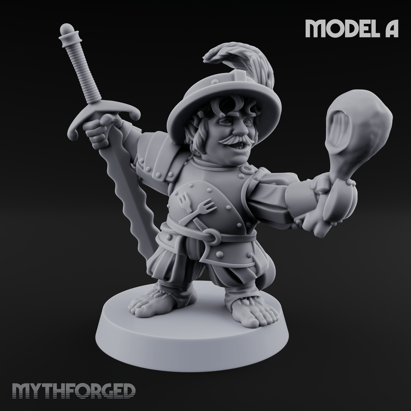 Swinging Low Halfling Greatsword Unit Miniature for Dungeons and Dragons, Pathfinder or other TTRPGs