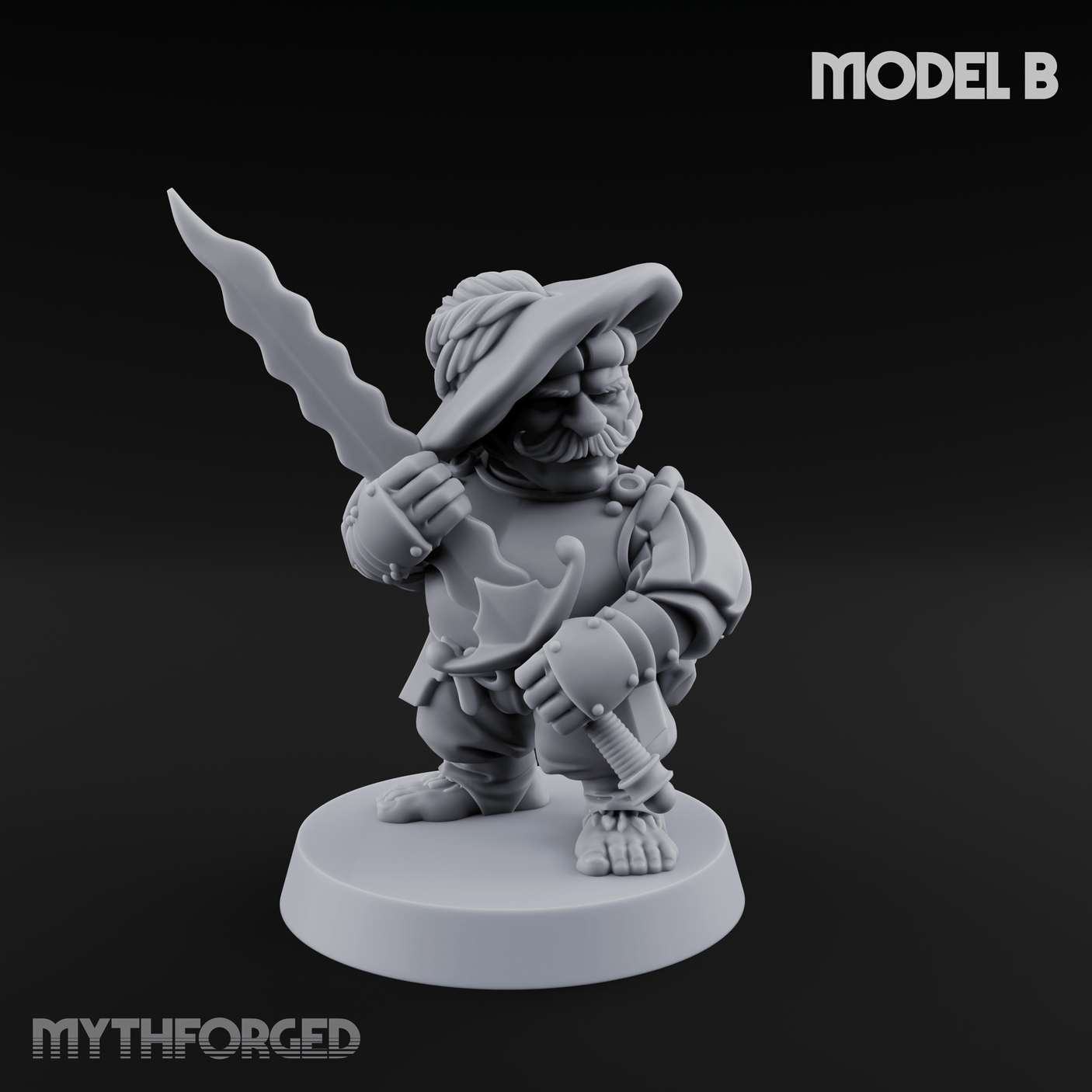 Swinging Low Halfling Greatsword Unit Miniature for Dungeons and Dragons, Pathfinder or other TTRPGs
