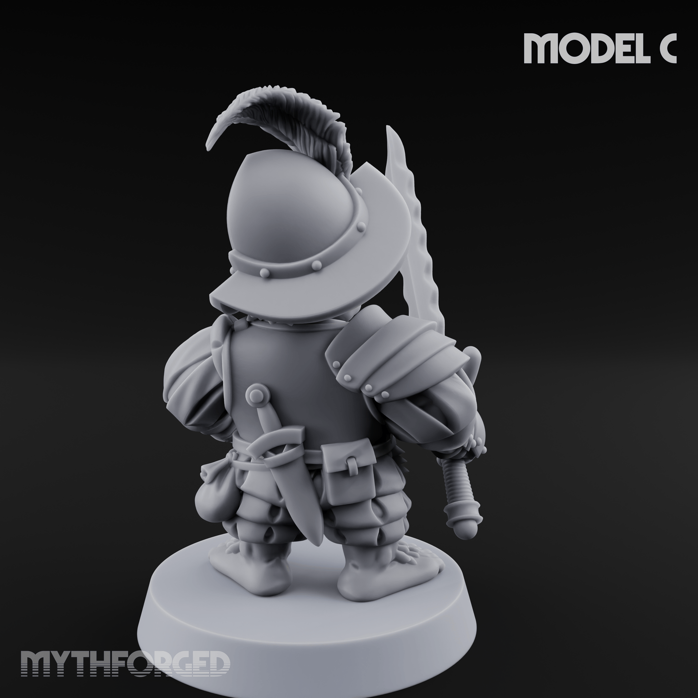 Swinging Low Halfling Greatsword Unit C Miniature for Dungeons and Dragons, Pathfinder or other TTRPGs