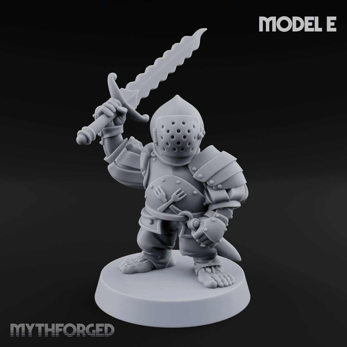 Swinging Low Halfling Greatsword Unit Miniature for Dungeons and Dragons, Pathfinder or other TTRPGs