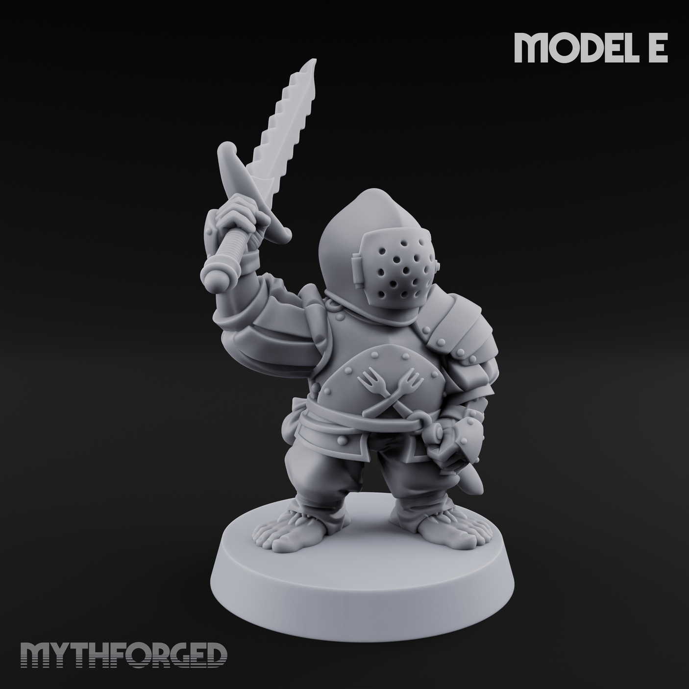 Swinging Low Halfling Greatsword Unit Miniature for Dungeons and Dragons, Pathfinder or other TTRPGs