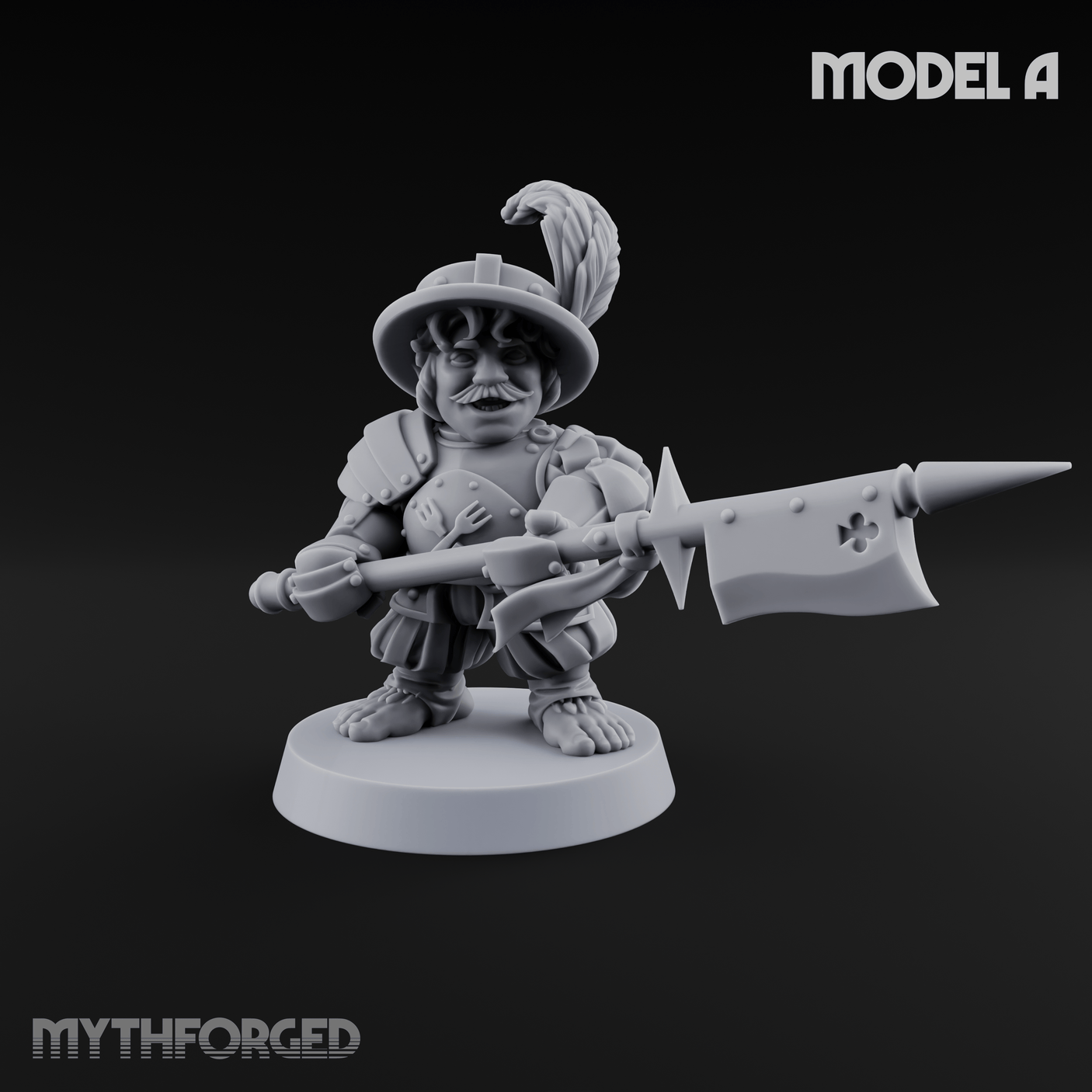 Feather Flourishing Halfling Halberdiers Miniature for Dungeons and Dragons, Pathfinder or other TTRPGs