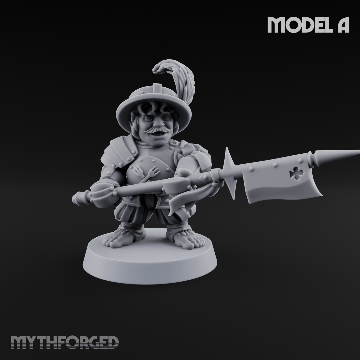 Feather Flourishing Halfling Halberdiers A Miniature for Dungeons and Dragons, Pathfinder or other TTRPGs