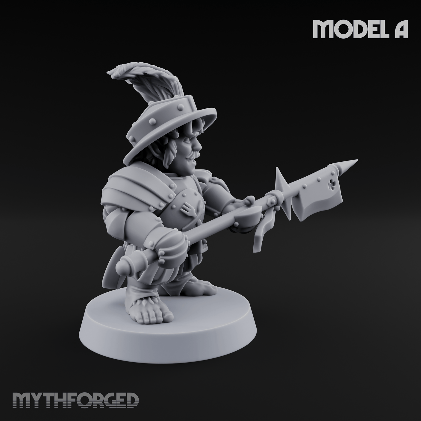 Feather Flourishing Halfling Halberdiers A Miniature for Dungeons and Dragons, Pathfinder or other TTRPGs