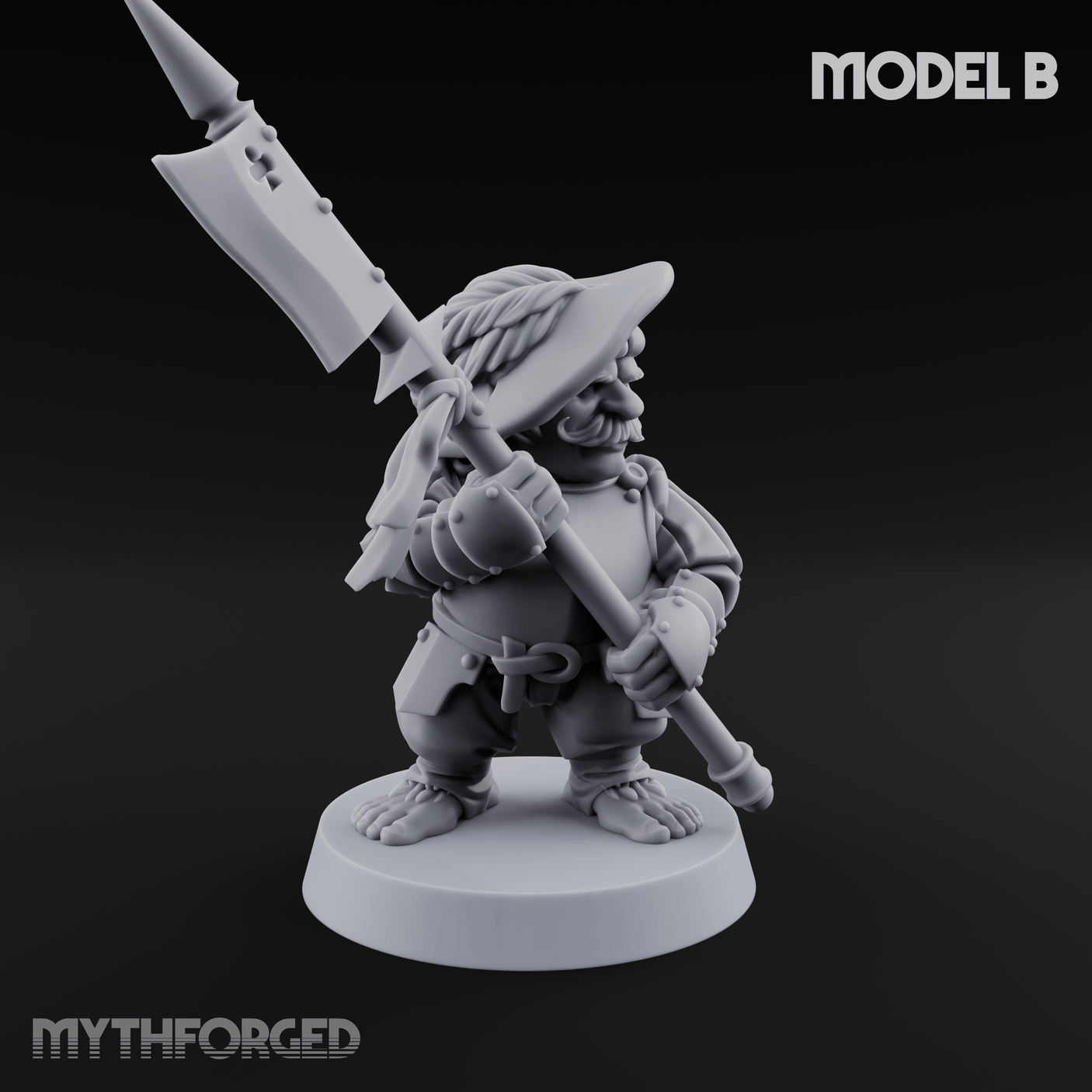 Feather Flourishing Halfling Halberdiers Miniature for Dungeons and Dragons, Pathfinder or other TTRPGs