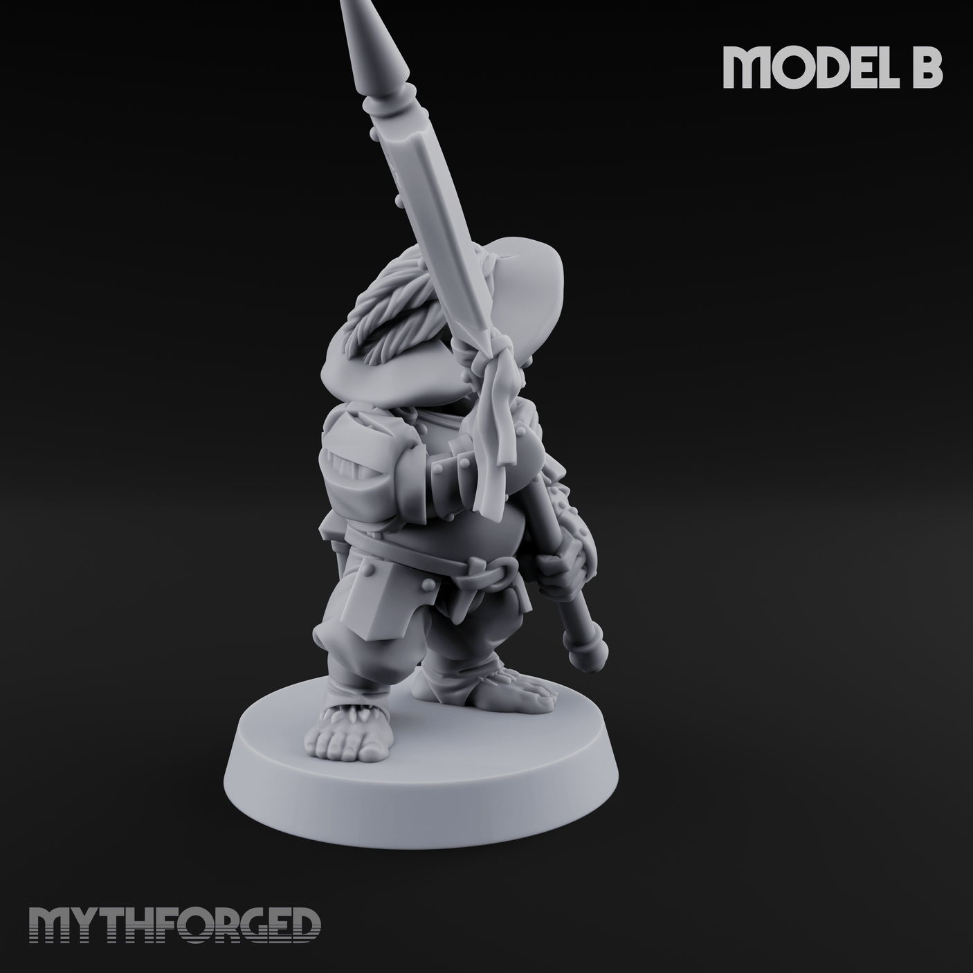 Feather Flourishing Halfling Halberdiers B Miniature for Dungeons and Dragons, Pathfinder or other TTRPGs