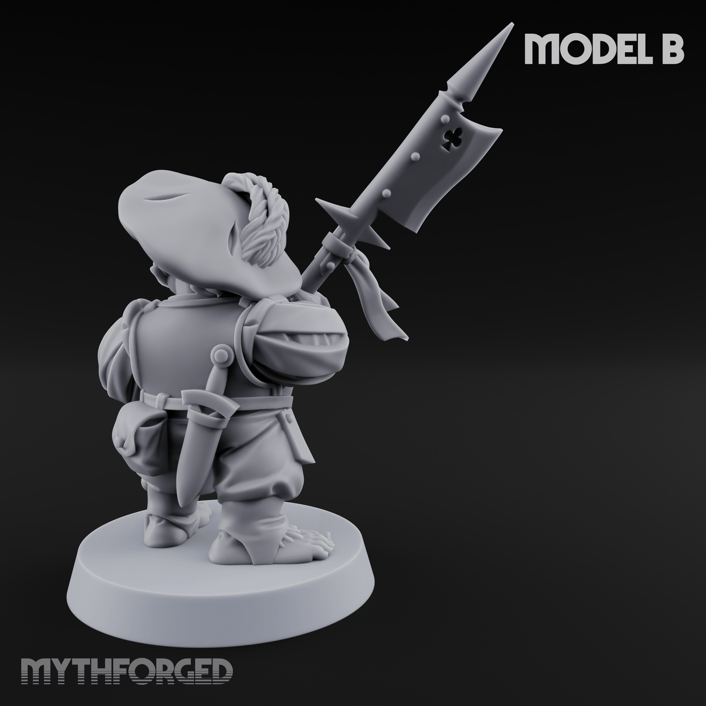 Feather Flourishing Halfling Halberdiers B Miniature for Dungeons and Dragons, Pathfinder or other TTRPGs