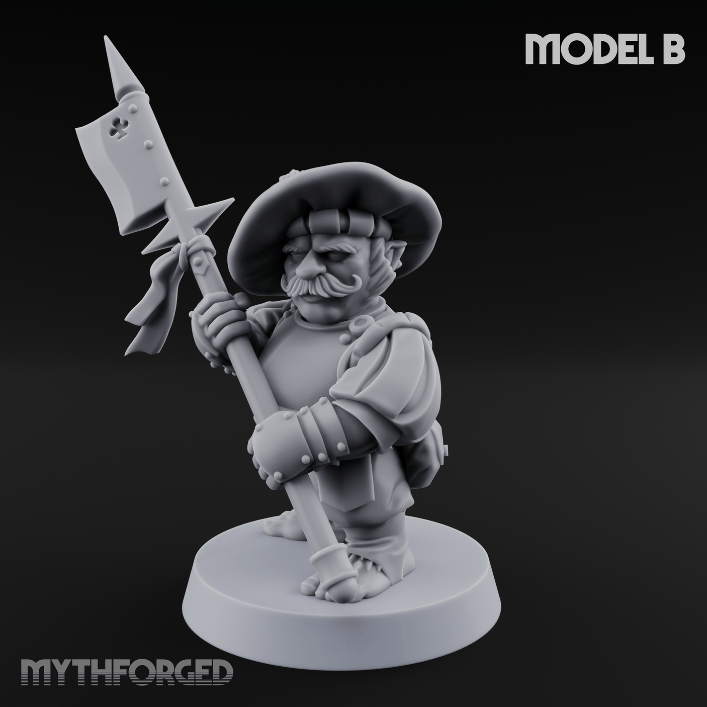 Feather Flourishing Halfling Halberdiers B Miniature for Dungeons and Dragons, Pathfinder or other TTRPGs