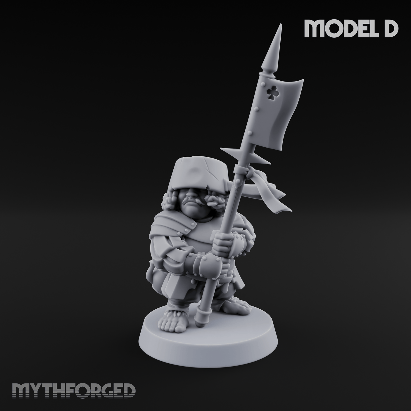 Feather Flourishing Halfling Halberdiers Miniature for Dungeons and Dragons, Pathfinder or other TTRPGs