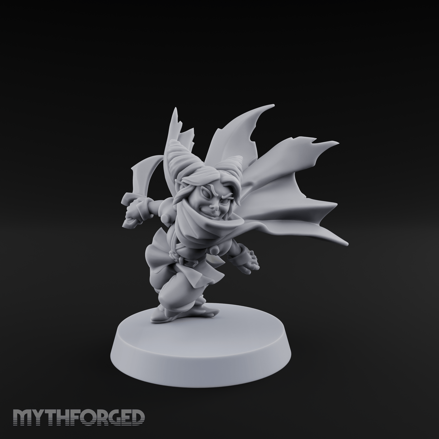 Cape Billowing Skyward Halfling Rogue Miniature for Dungeons and Dragons, Pathfinder or other TTRPGs