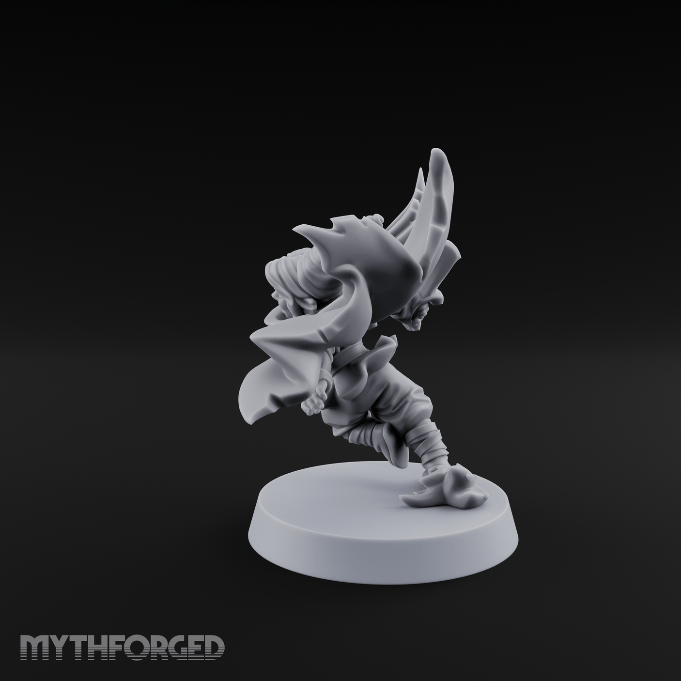 Cape Billowing Skyward Halfling Rogue Miniature for Dungeons and Dragons, Pathfinder or other TTRPGs