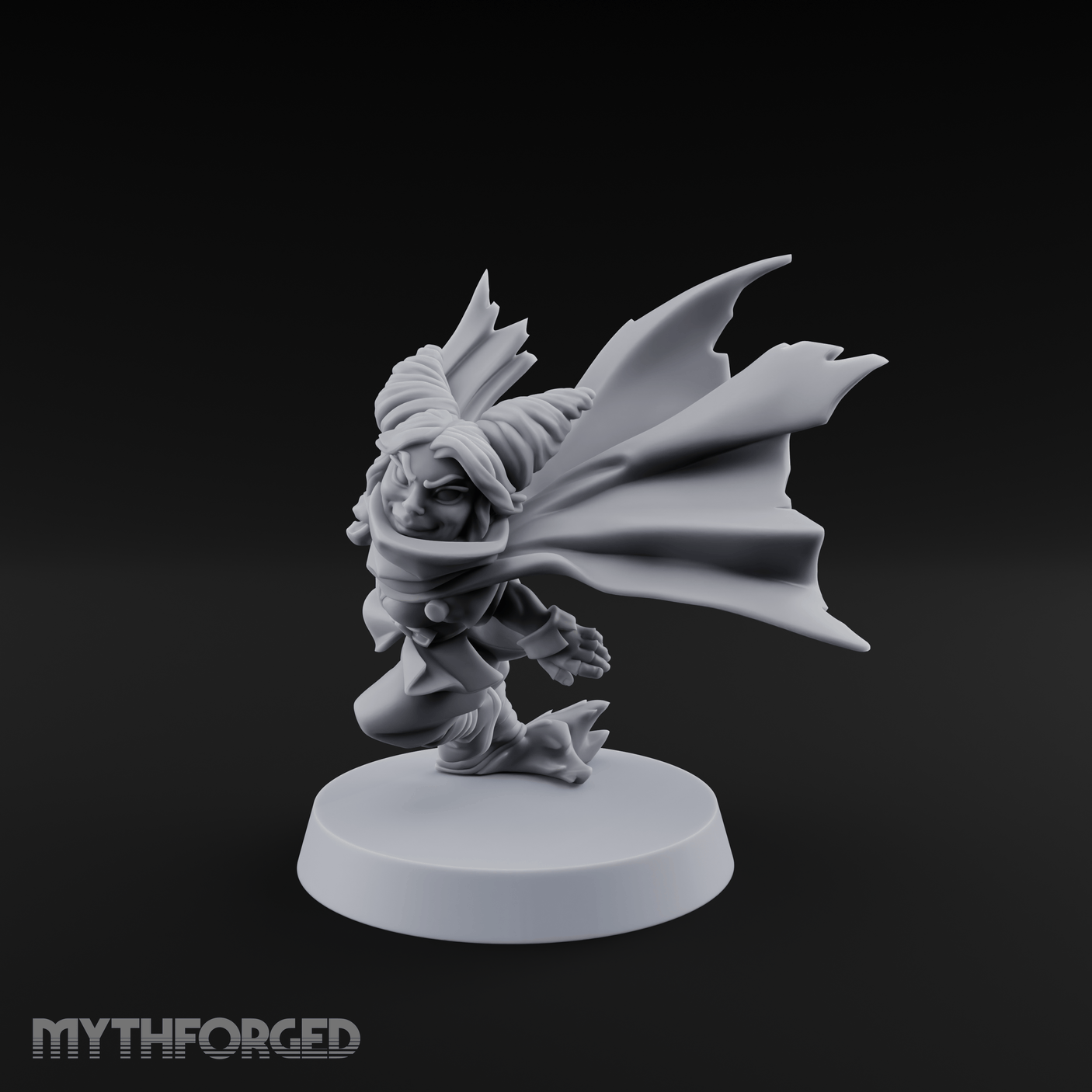Cape Billowing Skyward Halfling Rogue Miniature for Dungeons and Dragons, Pathfinder or other TTRPGs