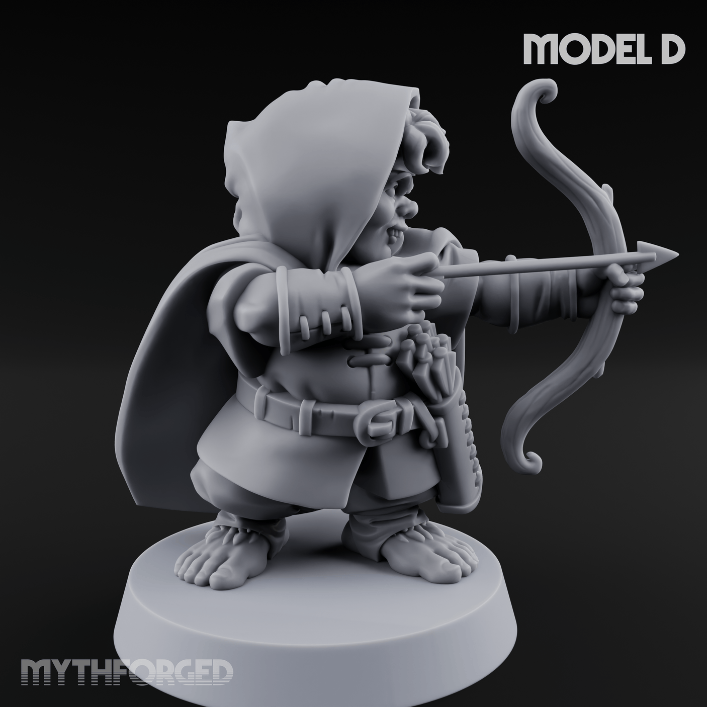 Bow Drawn Steady Halfling Archers D Miniature for Dungeons and Dragons, Pathfinder or other TTRPGs