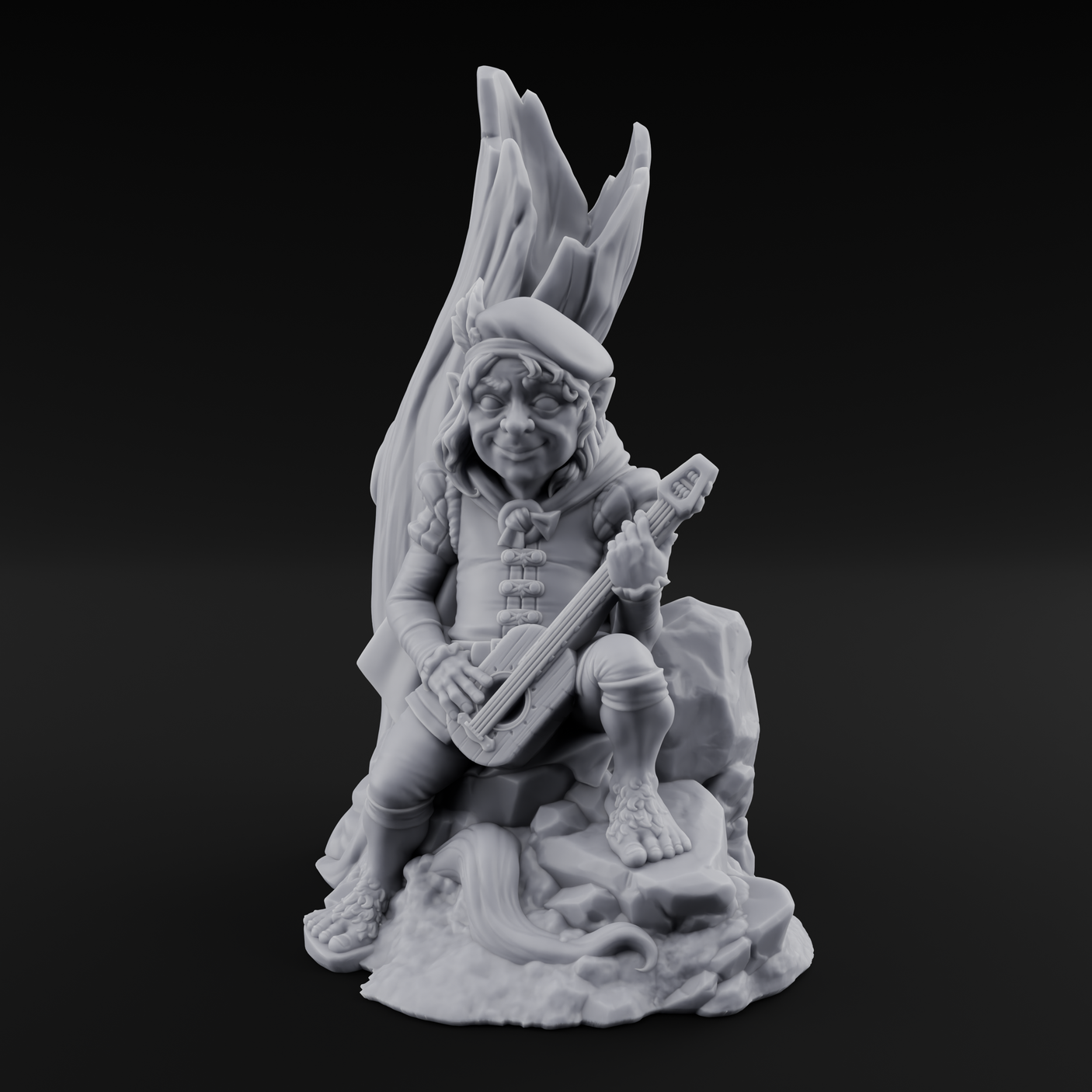 Strumming By The Stump Halfling Bard Miniature for Dungeons and Dragons, Pathfinder or other TTRPGs