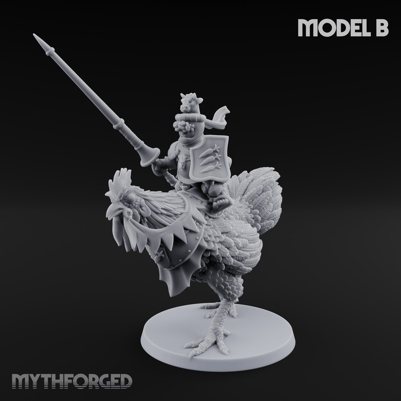 Regally Mounted Halfling Chicken Riders B Miniature for Dungeons and Dragons, Pathfinder or other TTRPGs