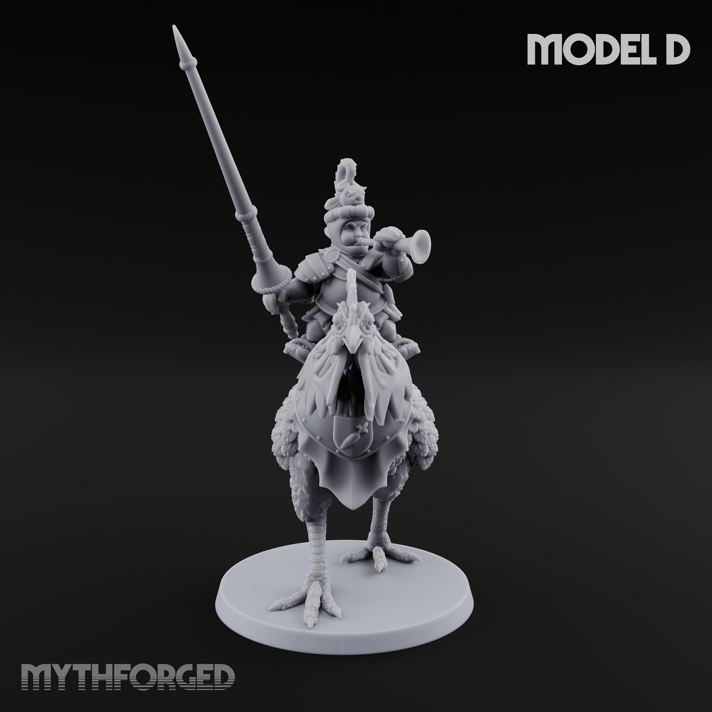 Regally Mounted Halfling Chicken Riders Miniature for Dungeons and Dragons, Pathfinder or other TTRPGs