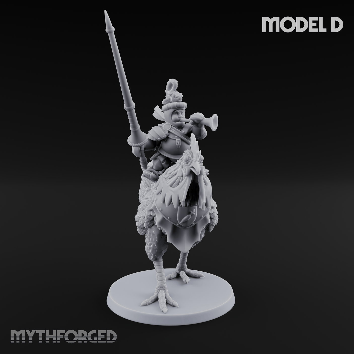 Regally Mounted Halfling Chicken Riders Miniature for Dungeons and Dragons, Pathfinder or other TTRPGs