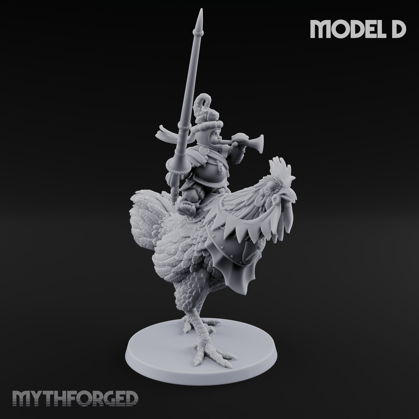Regally Mounted Halfling Chicken Riders D Miniature for Dungeons and Dragons, Pathfinder or other TTRPGs
